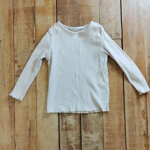 H&M shirt 3T long sleeve shirt tan cotton spring boho neutral ribbed